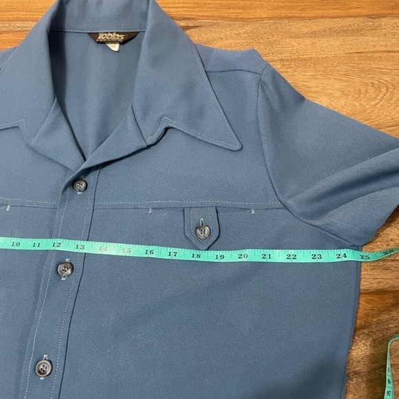 Mens 1970s Vintage Groovy Hippie Dagger Collar Shirt/Jacket Button Down Blue XL - Picture 11 of 15